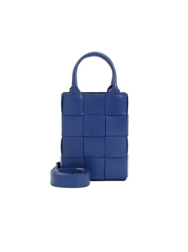 Mini Cassette North Shoulder Bag Blue - BOTTEGA VENETA - BALAAN 1