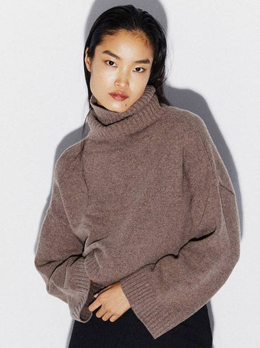 Cropped Wool Turtleneck Sweater Brown - KIMDOH - BALAAN 1