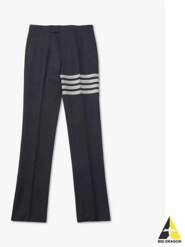 Diagonal Plain Weave Classic Wool Slacks Navy - THOM BROWNE - BALAAN 2