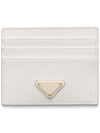 Saffiano Leather Triangle Logo Card Wallet White - PRADA - BALAAN 2