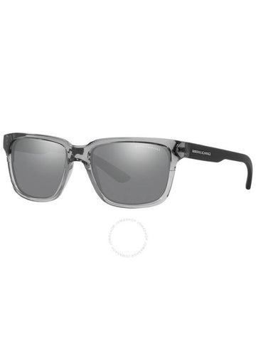 Armani Exchange Grey Mirrored Silver Square Unisex Sunglasses AX4026S 8239Z3 56 - ARMANI EXCHANGE - BALAAN 1