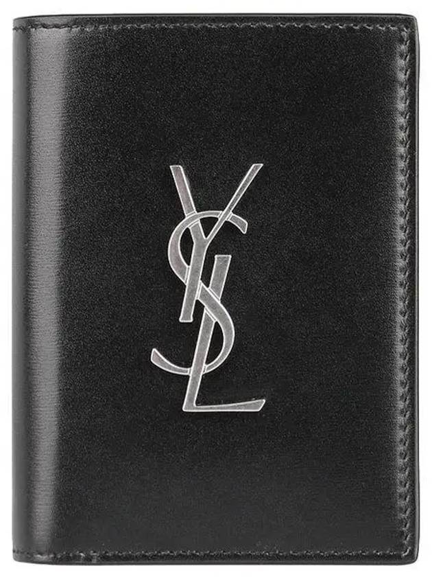 Men's Silver Monogram Fold Half Wallet Black - SAINT LAURENT - BALAAN 2