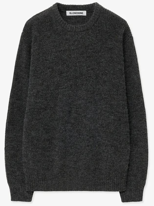 Crew neck rib knit sweater Charcoal - BLONDNINE - BALAAN 3