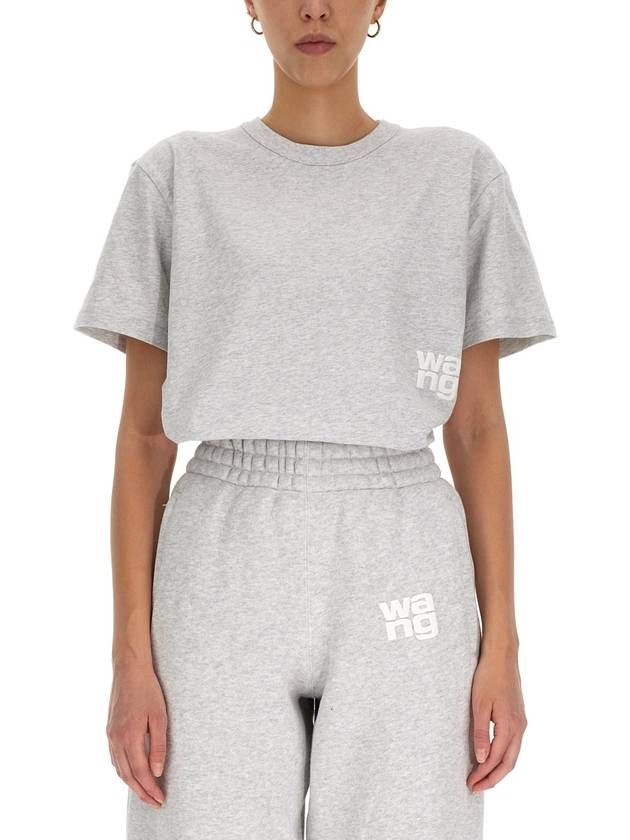 Cotton Logo Print Short Sleeve T-Shirt Gray - ALEXANDER WANG - BALAAN 2