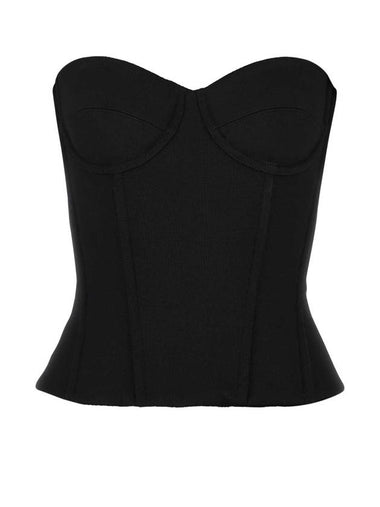 Ribbed Strapless Bustier Top Black - BALENCIAGA - BALAAN 1