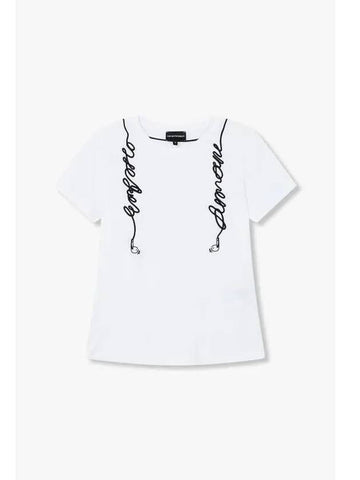 Women s Embroidered Point Easy T Shirt White - EMPORIO ARMANI - BALAAN 1