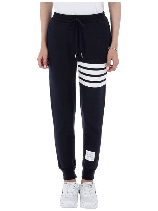 Women's Engineer 4 Bar Cotton Loopback Knit Track Pants Navy - THOM BROWNE - BALAAN 2