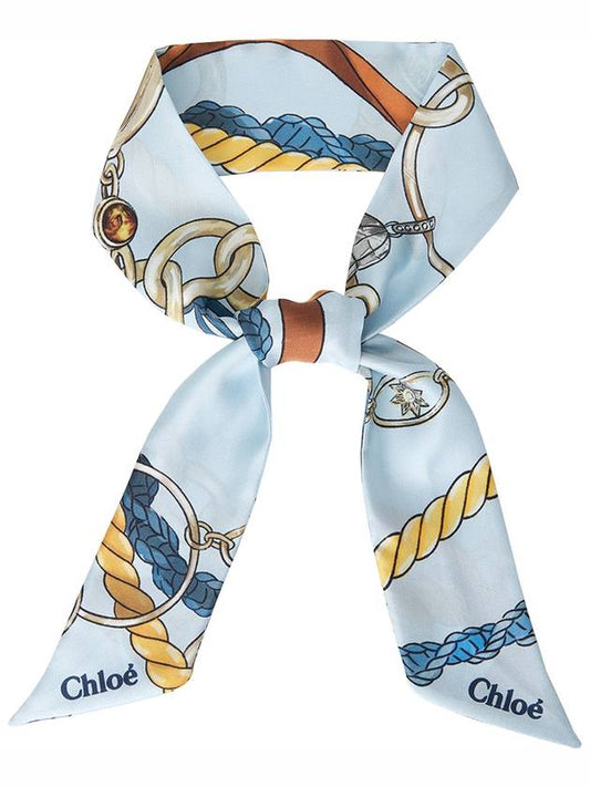 Bandeau Silk Scarf Blue - CHLOE - BALAAN 2