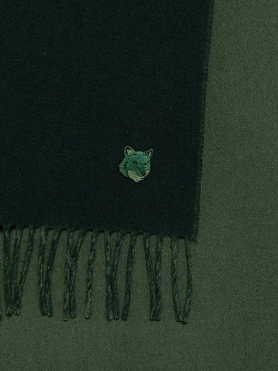 Bold Foxhead Two tone Muffler Scarf Green - MAISON KITSUNE - BALAAN 2