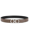 Reversible Gancini Leather Belt Clay Black - SALVATORE FERRAGAMO - BALAAN 1