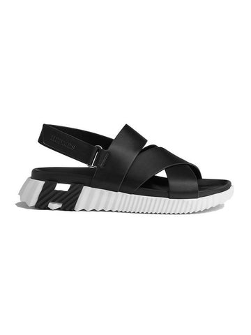 Electric Leather Sandals Black White - HERMES - BALAAN.