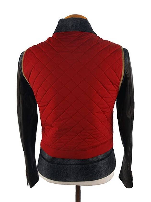 Leather Sleeve Woolen Quilted Vest - DSQUARED2 - BALAAN 4