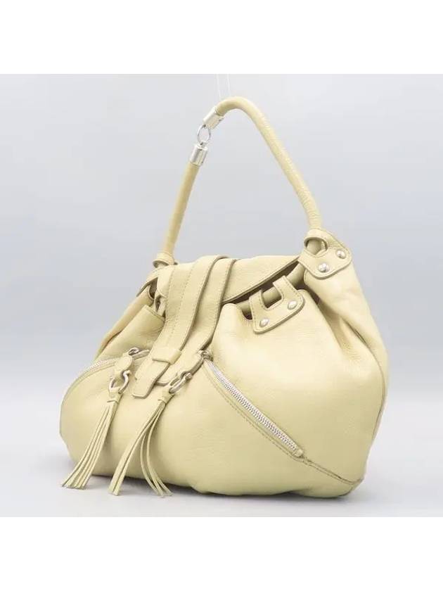 Ferragamo 21 7308 Beige Leather Hobo Multi Zipper Tassel Shoulder Bag - SALVATORE FERRAGAMO - BALAAN 3