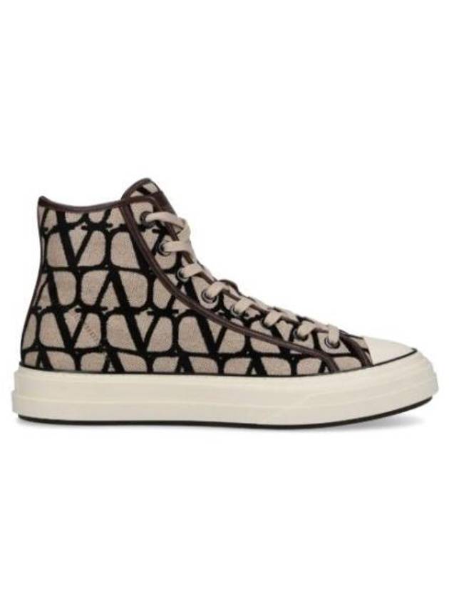 Toile Iconographe High Top Sneakers Beige - VALENTINO - BALAAN 2