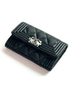 Boy  Flap Card Holder Grained Calfskin Ruthenium Black - CHANEL - BALAAN 4