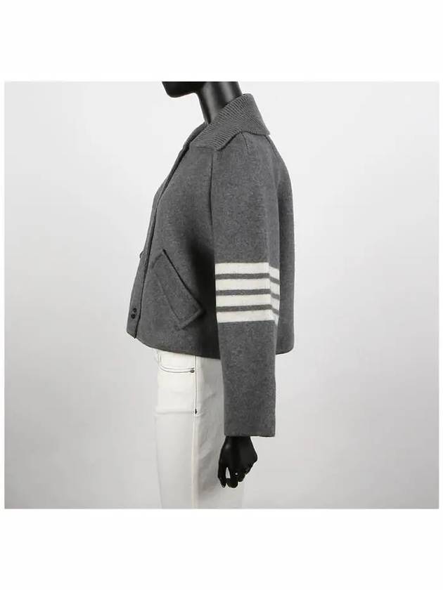 Milano 4-bar Crop Boiled Wool Single Coat Medium Grey - THOM BROWNE - BALAAN 4