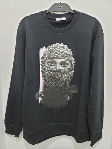 21SS Mask On Printing Men's Black Sweatshirt NUS21246 - IH NOM UH NIT - BALAAN 1