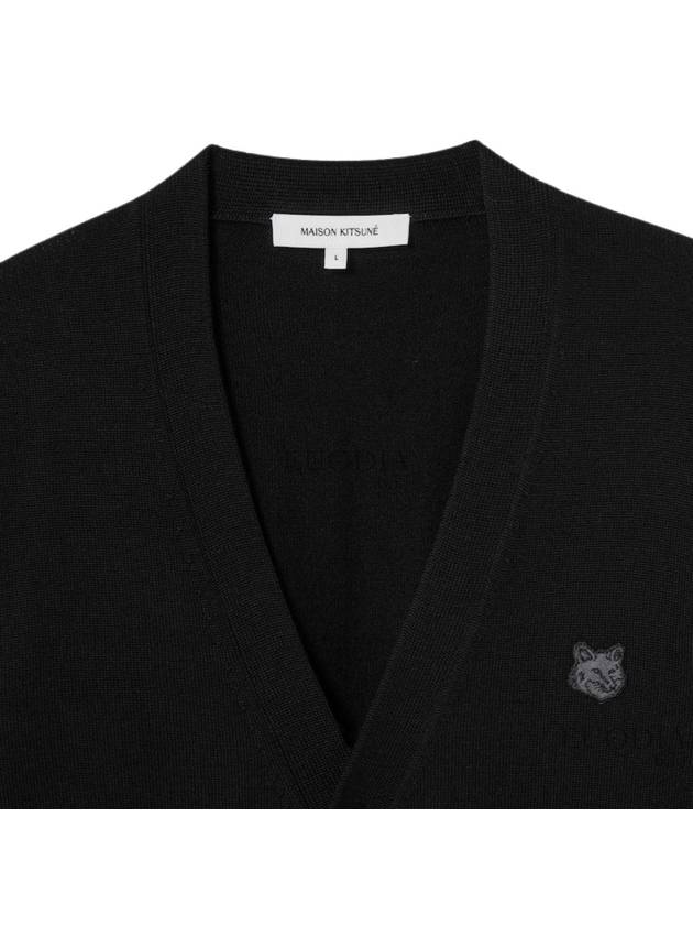 Bold Fox Head Patch V Neck Wool Cardigan Black - MAISON KITSUNE - BALAAN 10