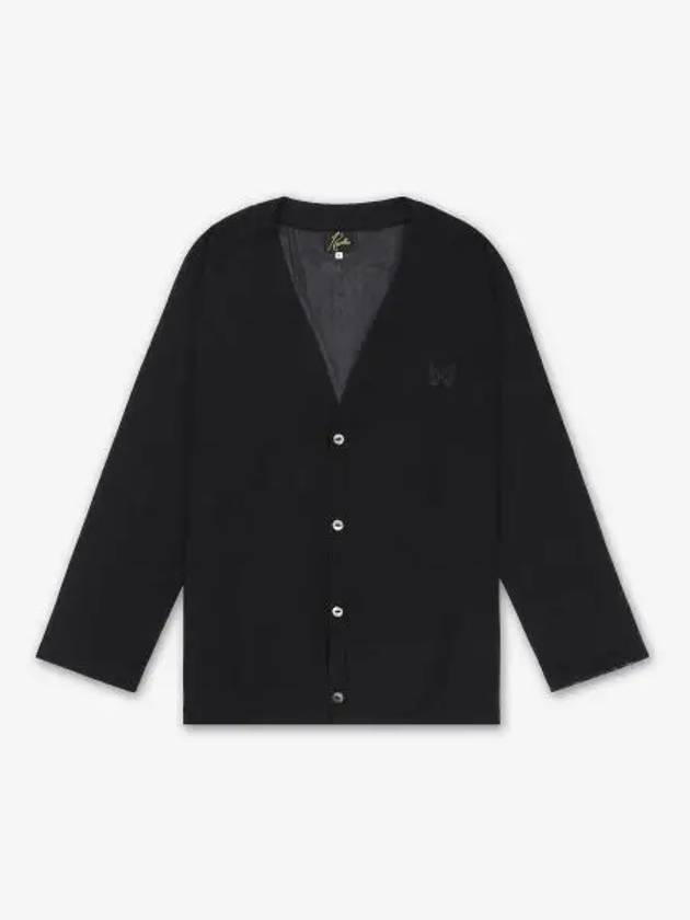 V neck logo mesh cardigan black PU300BLACK - NEEDLES - BALAAN 1