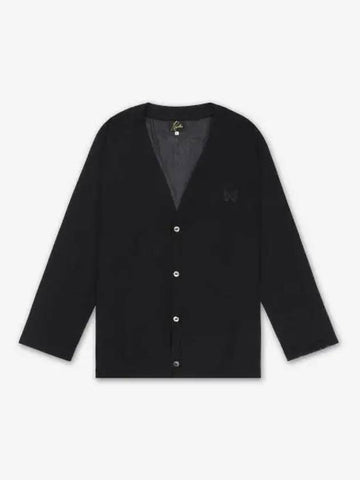 V neck logo mesh cardigan black PU300BLACK - NEEDLES - BALAAN 1