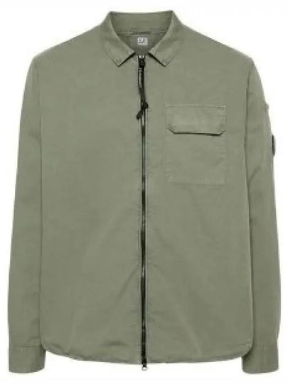 Gabardine Zip Up Long Sleeve Shirt Green - CP COMPANY - BALAAN 2