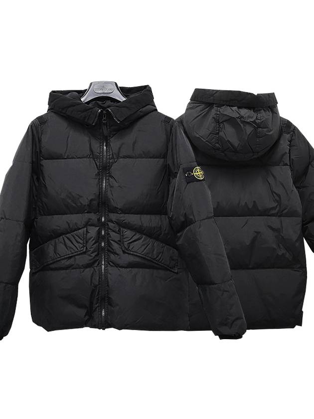 Kids Waffen Patch Hooded Down Padded Jacket 10 12 Black 791640223 V0029 - STONE ISLAND - BALAAN 1