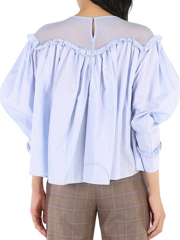 Burberry Ladies Pale Blue Stripe Velma Cotton Blouse, Brand Size 10 (US Size 8) - BURBERRY - BALAAN 3