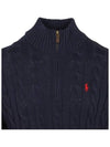 Men's Embroidery Pony Cable Half Zip Up Knit Top Navy - POLO RALPH LAUREN - BALAAN 5