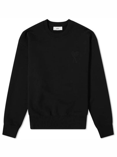 Tone On Tone Big Heart Logo Sweatshirt Black - AMI - BALAAN 2