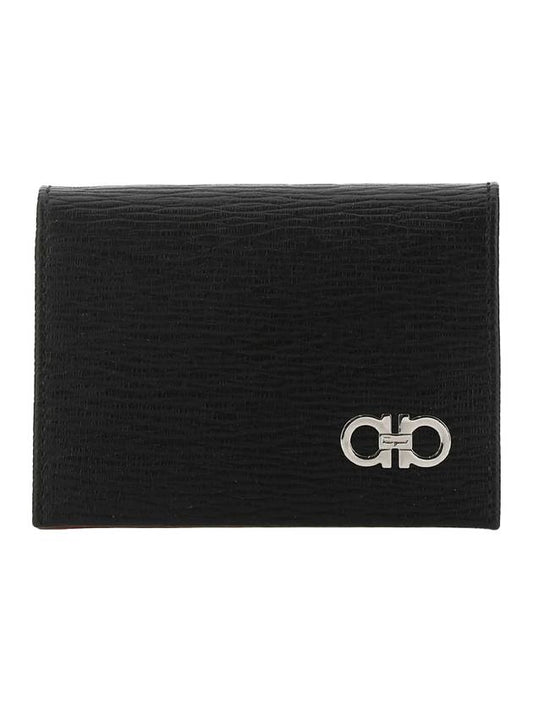 Salvatore Revival Gancini Bicolor Card Wallet Black - SALVATORE FERRAGAMO - BALAAN 1