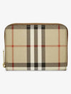 Check Leather Coin Wallet Beige - BURBERRY - BALAAN 3