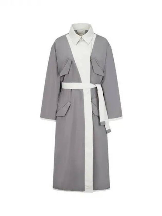 Women s color block belted collar coat charcoal gray 271747 - GIORGIO ARMANI - BALAAN 1