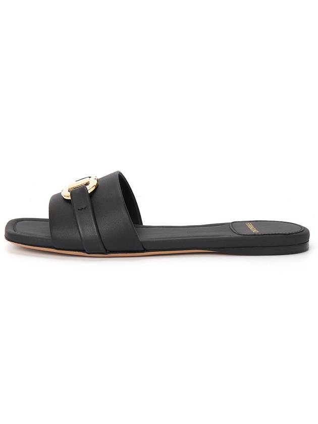 Gancini Ornament Flat Slide Black - SALVATORE FERRAGAMO - BALAAN 4