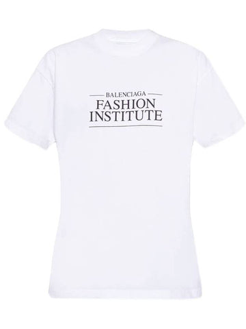 Fashion Institute Medium Fit Short Sleeve T-Shirt White - BALENCIAGA - BALAAN.