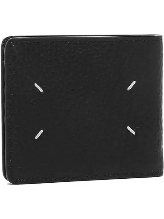 Stitched Leather Bifold Half Wallet Black - MAISON MARGIELA - BALAAN 2