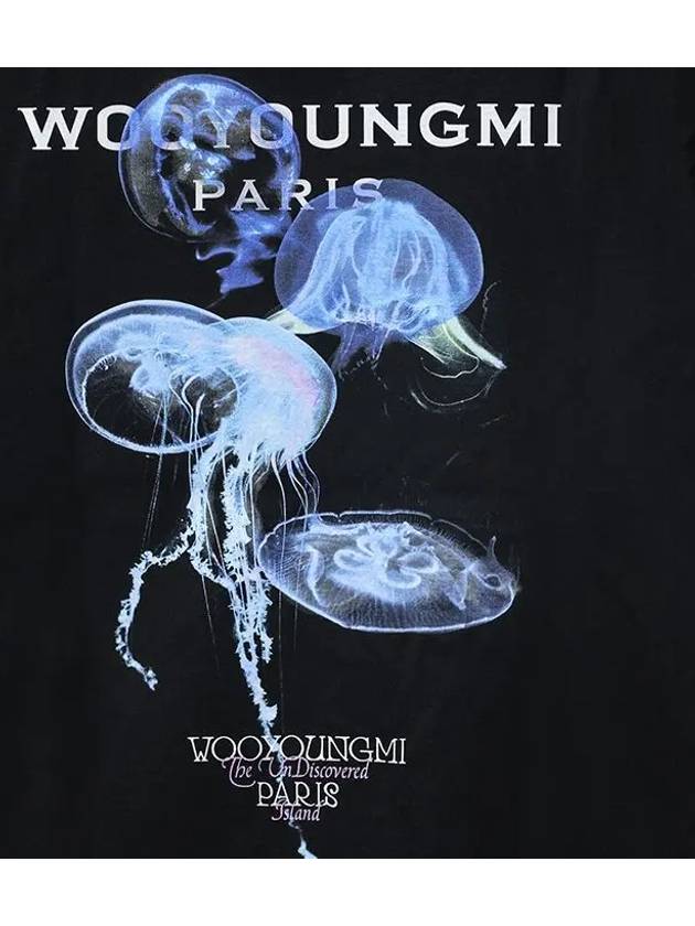 Jellyfish Back Logo Cotton Short Sleeve T-Shirt Black - WOOYOUNGMI - BALAAN 6