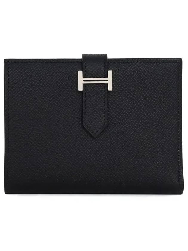 Hermes Bearn Silver Hardware Compact Half Wallet Noir - HERMES - BALAAN 2