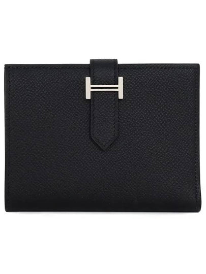 Hermes Bearn Silver Hardware Compact Half Wallet Noir - HERMES - BALAAN 2