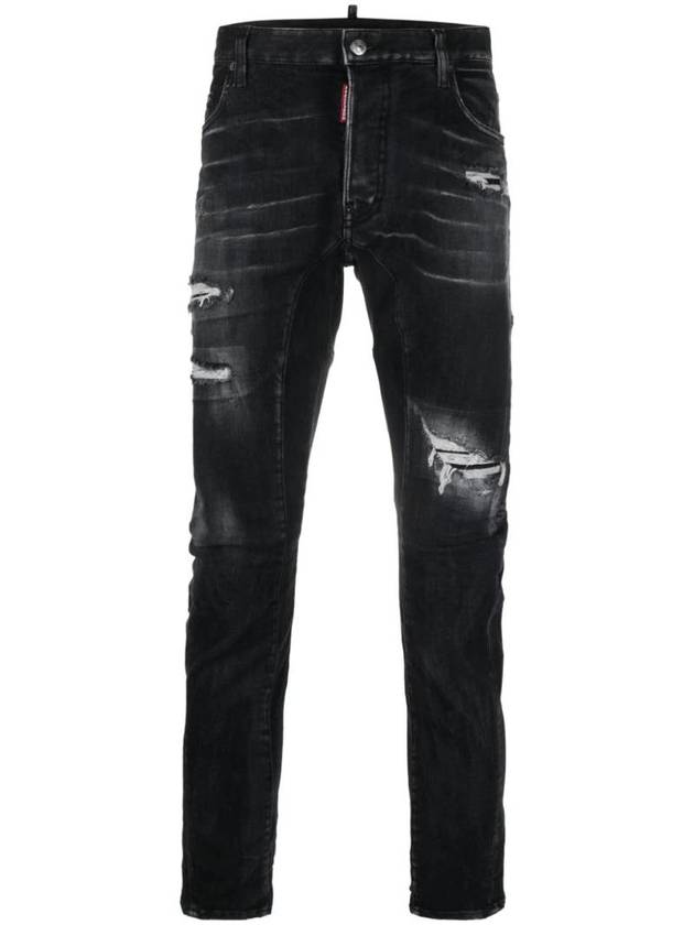 Distressed Detail Slim Cut Jeans Black - DSQUARED2 - BALAAN 1