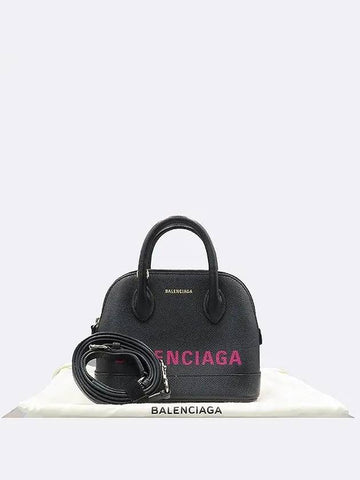 525050 Black Leather Logo Printing Bill Top Tote Bag Shoulder Strap - BALENCIAGA - BALAAN 1