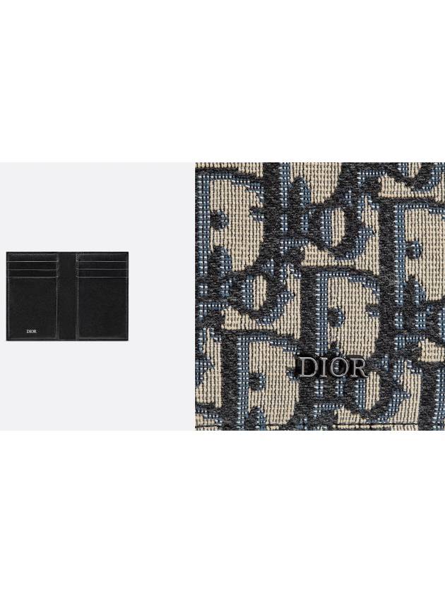 Vertical Half Card Holder Beige And Black  Oblique Jacquard - DIOR - BALAAN 5