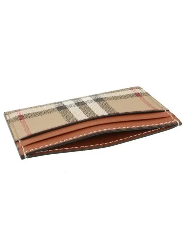 Check Print Leather Card Holder Beige - BURBERRY - BALAAN 5