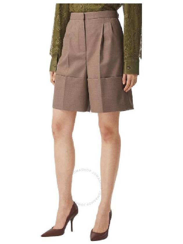 Wide Turn-Up Pintuck Wool Shorts Brown - BURBERRY - BALAAN 4