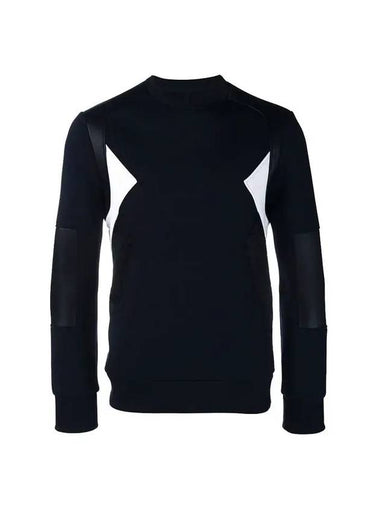 Embossed Leather Round Neck Sweatshirt Navy - NEIL BARRETT - BALAAN 1