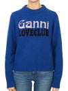 Logo Intarsia Crew Neck Knit Top Blue - GANNI - BALAAN 2