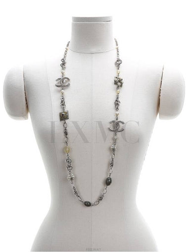 Pearl necklace long CC logo stone cubic - CHANEL - BALAAN 1