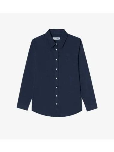 Women s Brushed Cotton Shirt Dark Navy - LACOSTE - BALAAN 1