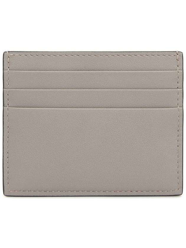 V Logo Signature Calfskin Card Wallet Grey - VALENTINO - BALAAN 3