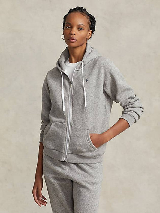 Embroidered Logo Pony Zip-Up Hoodie Grey - POLO RALPH LAUREN - BALAAN 2