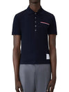 Men's Three Stripes Pocket Mercerized Short Sleeve Polo Shirt Navy - THOM BROWNE - BALAAN 2